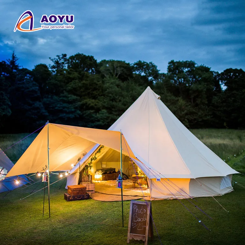 Luxury Glamping Bell Tent 3M/4M/5M/6M Heavy-Duty Canvas, OEM