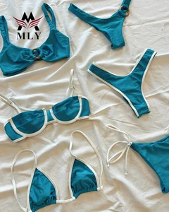 MLY Own Brand Customized Bikini Swimwear Manufacturer High Quality Double Layer Swim Wear Women's String Bikini Suit