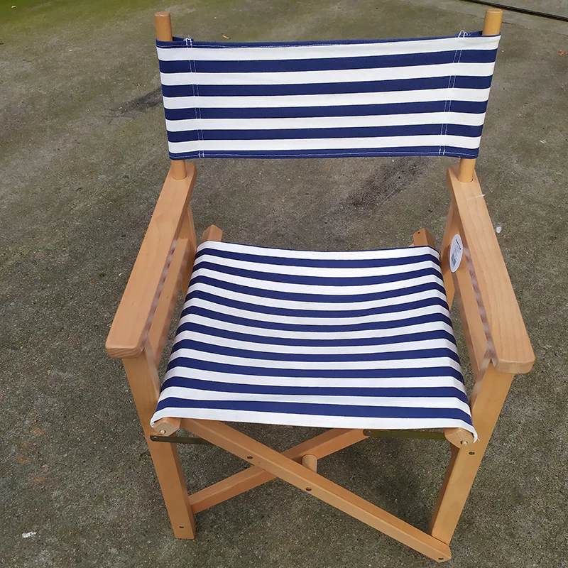 Quawe Solid Color Outdoor Stripe Wooden Director Chair Folding Floor