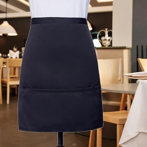 2026 Most Popular Short Chef Apron High Quality Custom Logo Heat-Transfer Printed 100% Polyester Kitchen Restaurant Bar Uniforms