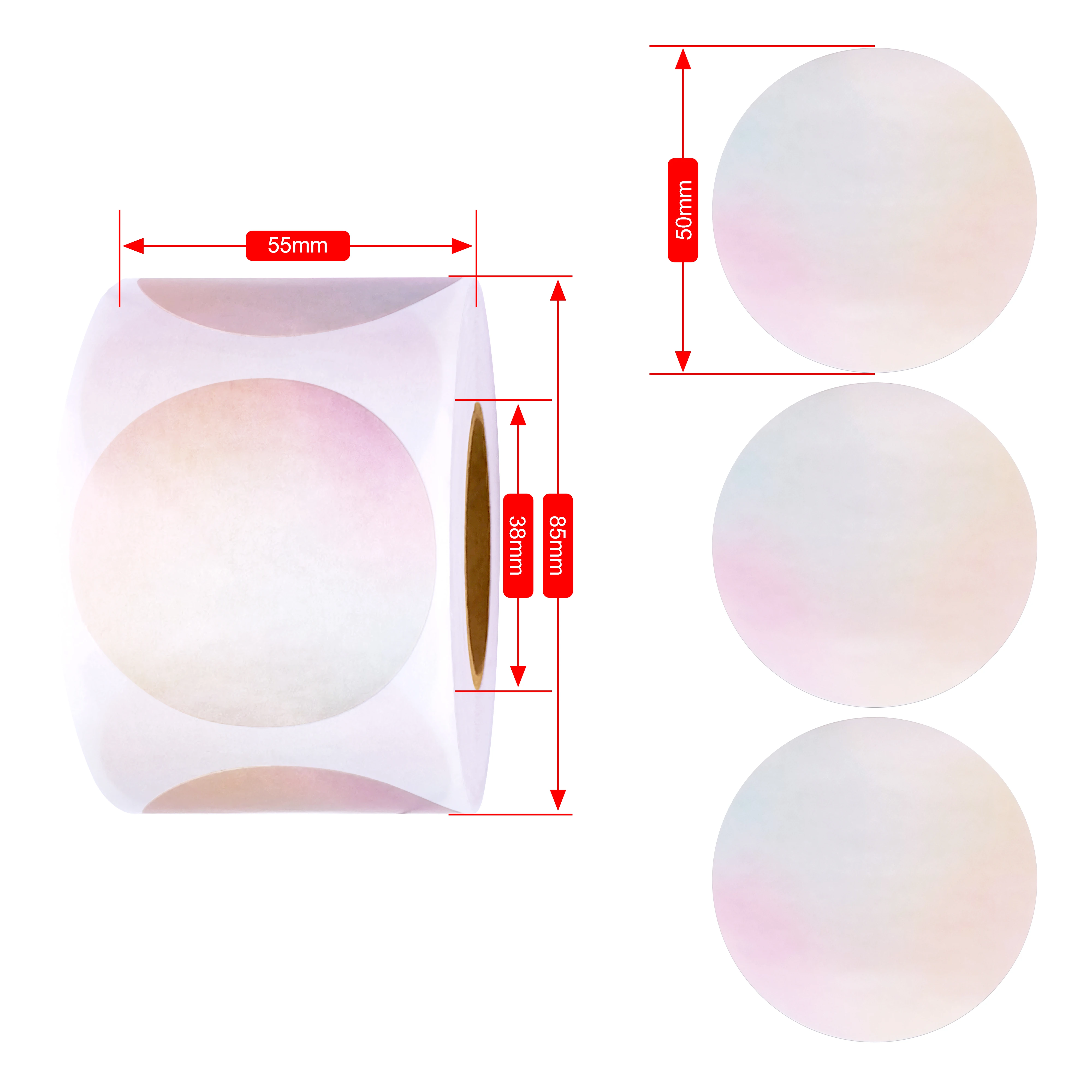 Rainbow Circle Labels Sticker Roll 2inch Compatible Thermal Printer Waterproof Alcohol-resistance Direct Thermal Label