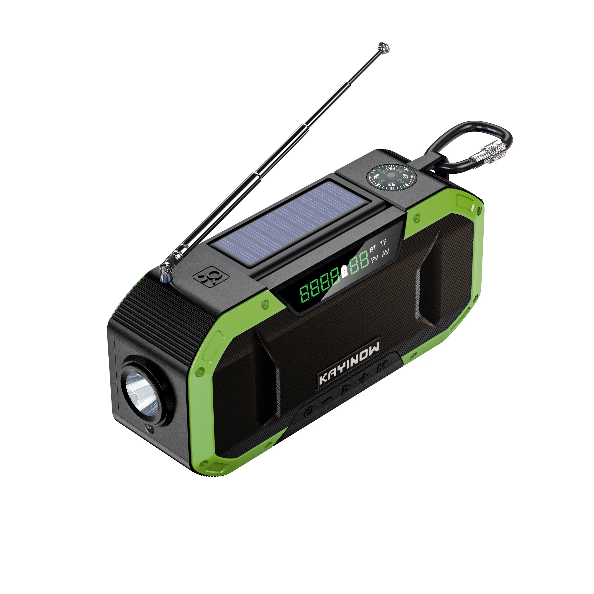 
Portable Speaker BT/AM FM Radio - 5000mAh Battery Powered Emergency Hand Crank Radio, Waterproof Solar Radio 