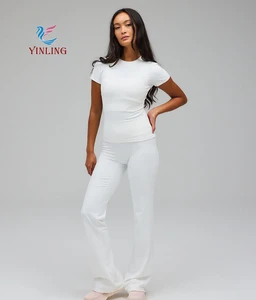 New Arrivals High Stretch Brushed Tight Tracksuits for Women Solid Nude Feel Crew Neck Active Sportswear Gym Fitness Sets