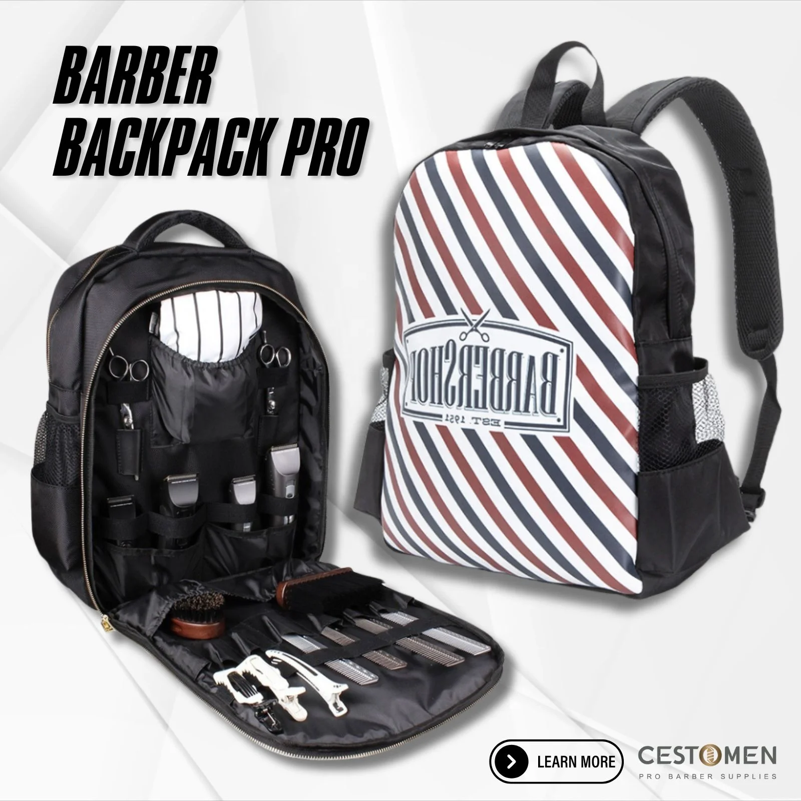 Professional Barber Travel Portable Haircut Tool Clipper Supplies Organizer Storage Barber Bag Backpack