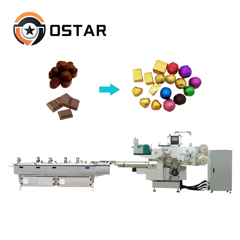 Automation Multishape Square Ball  Chocolate Fold Aluminum Foil Wrapping Packaging Machine
