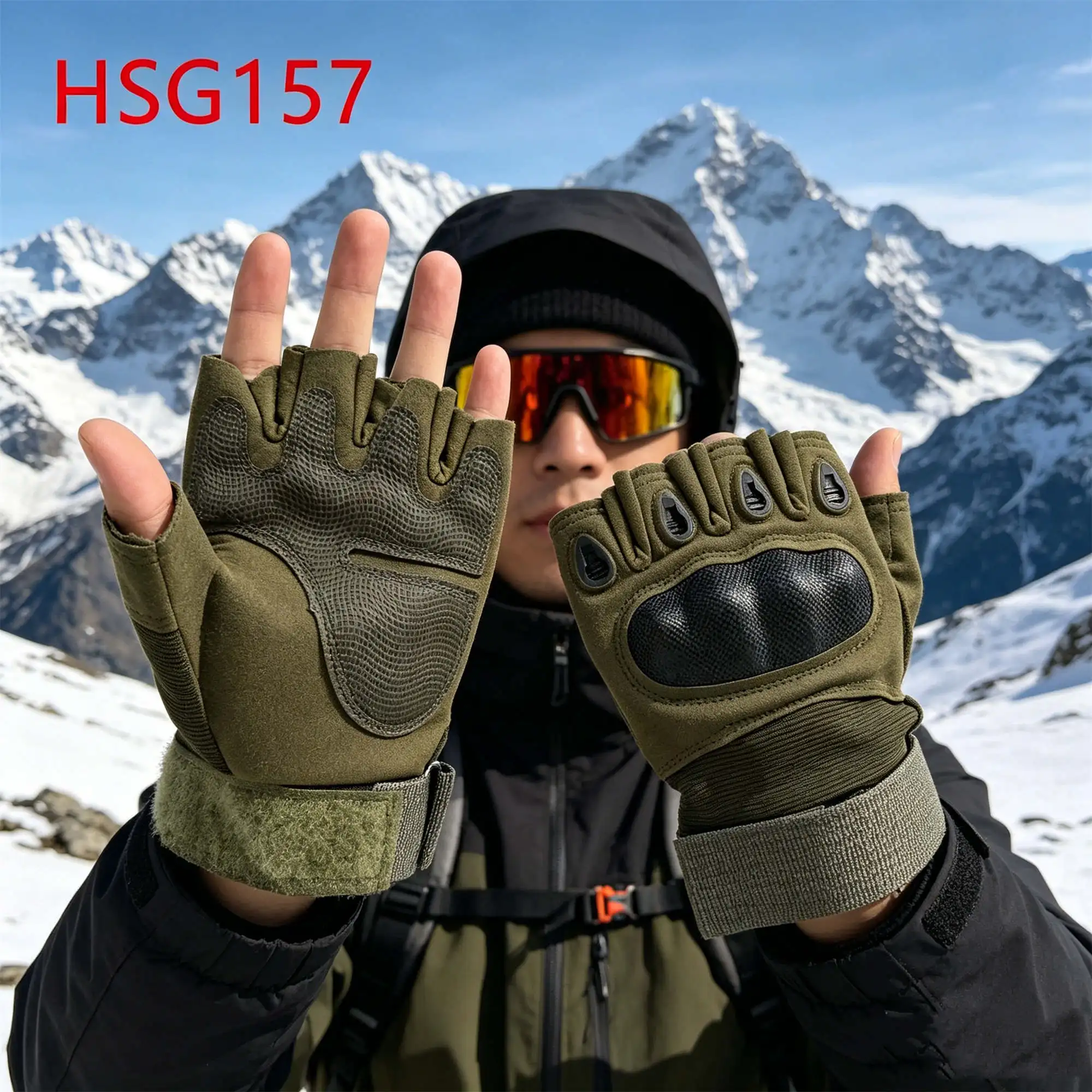 ZYF,mountain Marching Non-Slip Palm Design Green Training Gloves Tactical Operations Joint Protection Combat Gloves HSG157