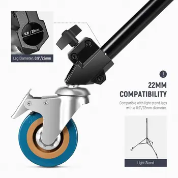 NEEWER Professional Swivel Caster Wheel Set 3 Pack, 360 Rotation Rubber Wheel with Durable Iron Construction Foot Brake Lock detail image