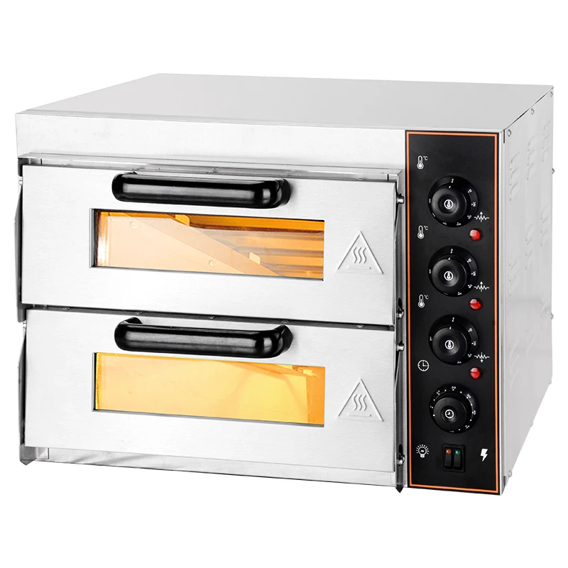 Multifunctional High Efficiency Mechanical Timer Control 2 Decks Electric Pizza Baking Oven
