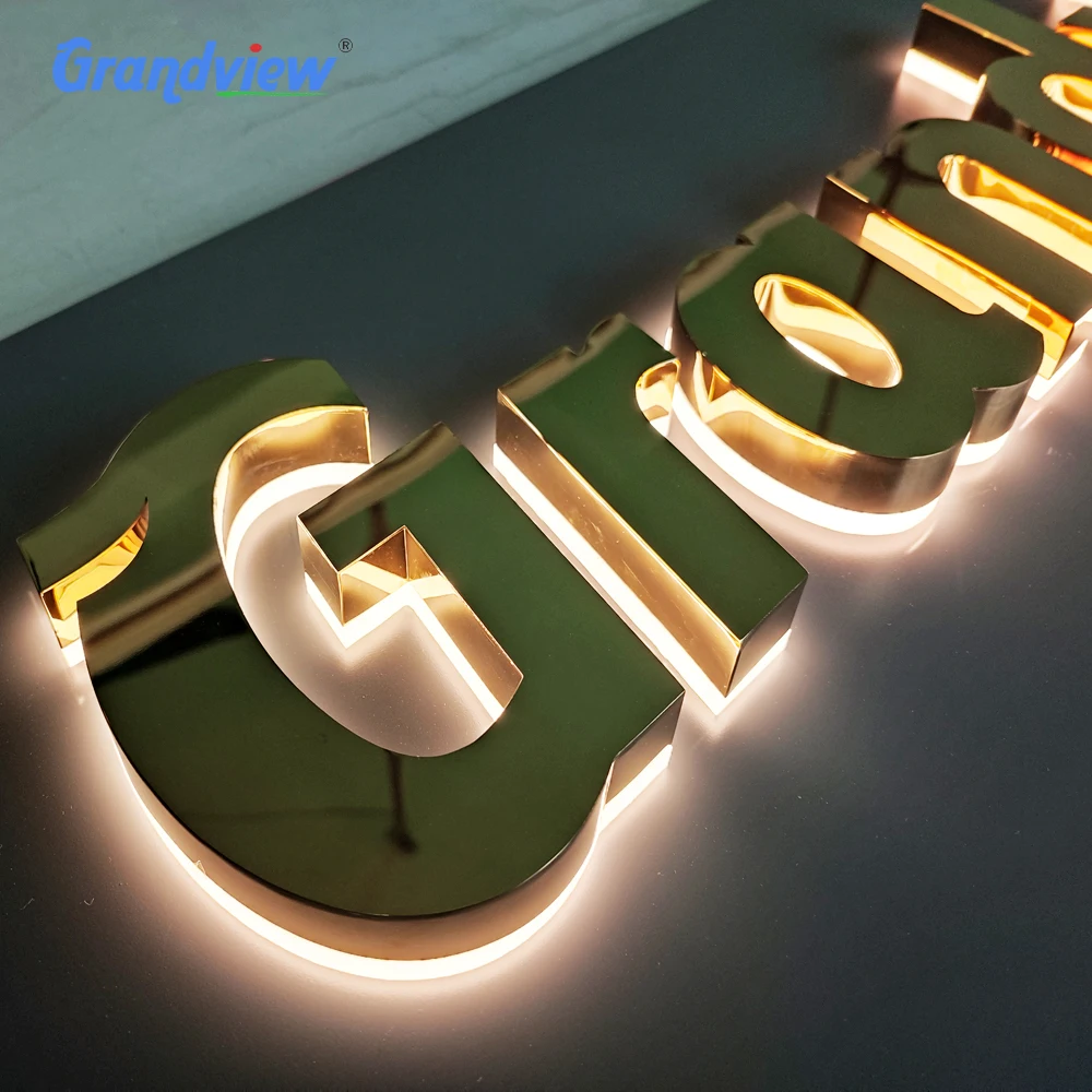 3D Back Lights Building Facade Lighting Metal Alphabet Sign Led Luminous Branding Letter Back Lighted 3d Signage