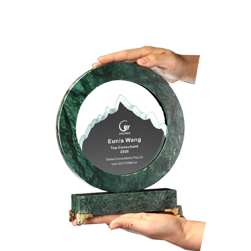 High Quality Custom or Blank Crystal Mable Trophy Excellent Staff Crystal Souvenir Innovants 2025 Award Trophy