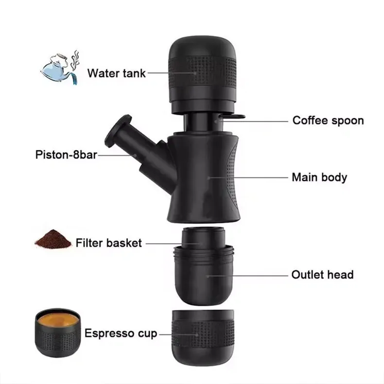 Outdoor Portable Small Manual Coffee Machine Italian Coffee Tool Manual ...