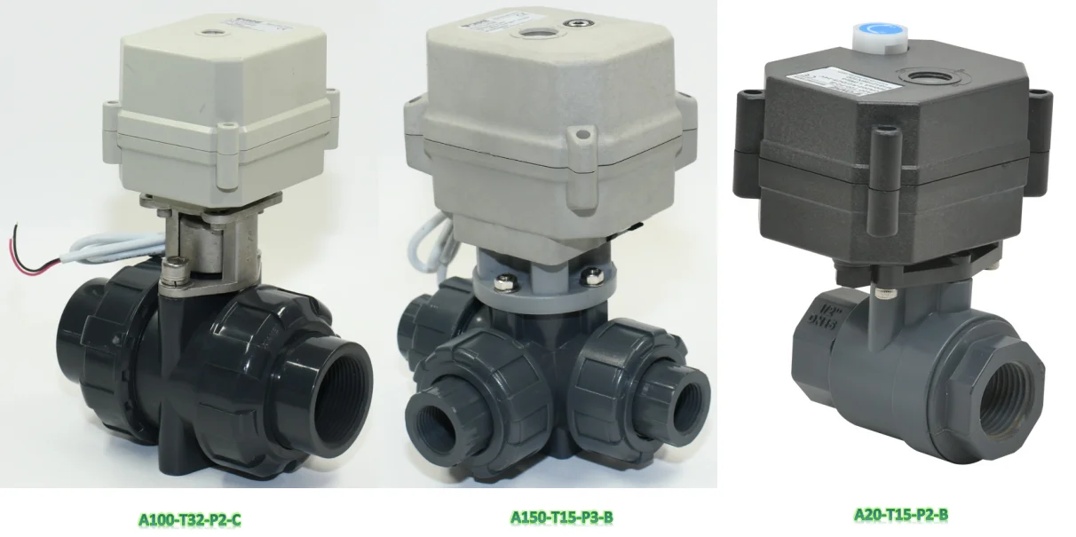 Tonhe DN20 CR501 3 Way UPVC Motorised Motorized Ball Valve with Feedback Wire 12v Ball Valve Actuator