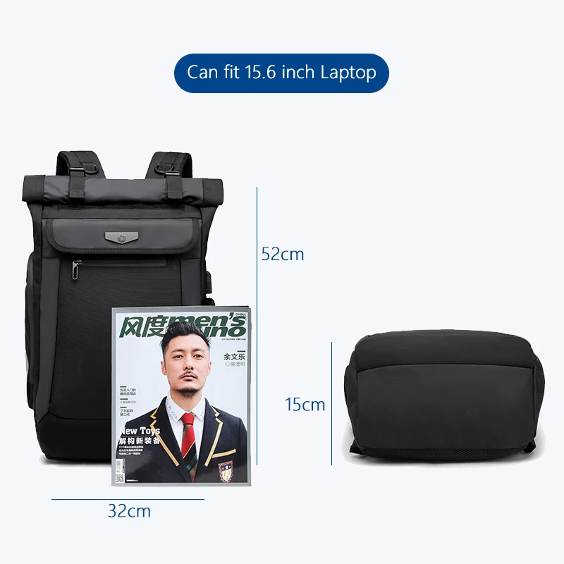 Ozuko 9066 Men's Trendy USB Backpack Multifunction Smart Travel Bag Fashion Commuting College Business Use Stylish Laptop