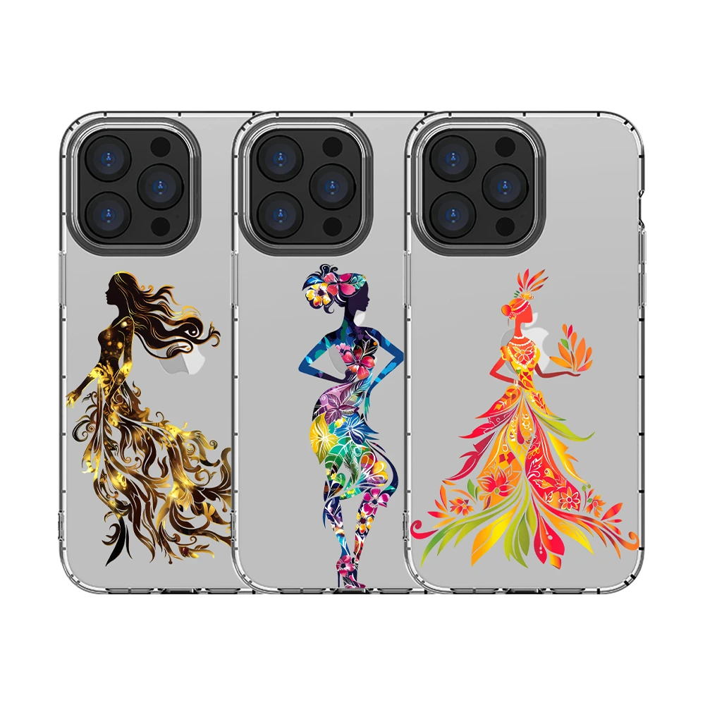  Skirt flower Girl Women clear tpu cell Phone Case For iPhone 13 promax