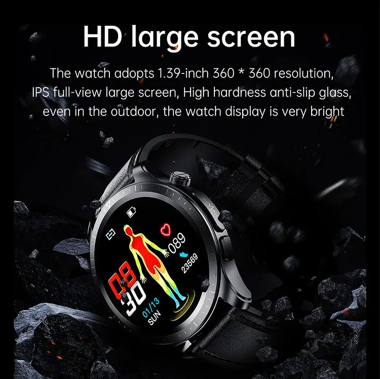 1.39-inch multi-Chip High end E420 health smart watch digital blood pressure glucose ECG heart rate health watch