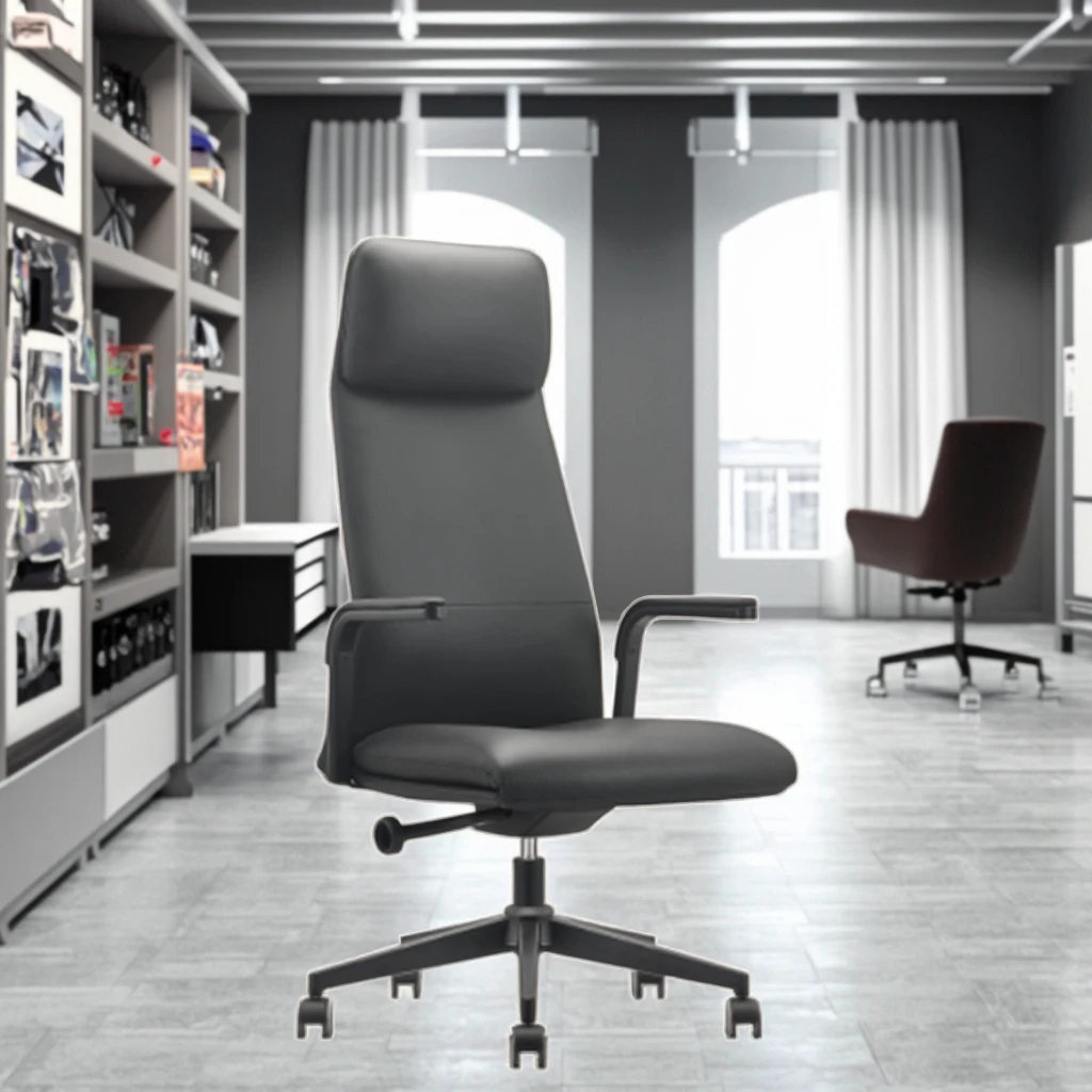 Professional Modern Leather Ergonomic Adjustable Office Chair Without Footrest 2