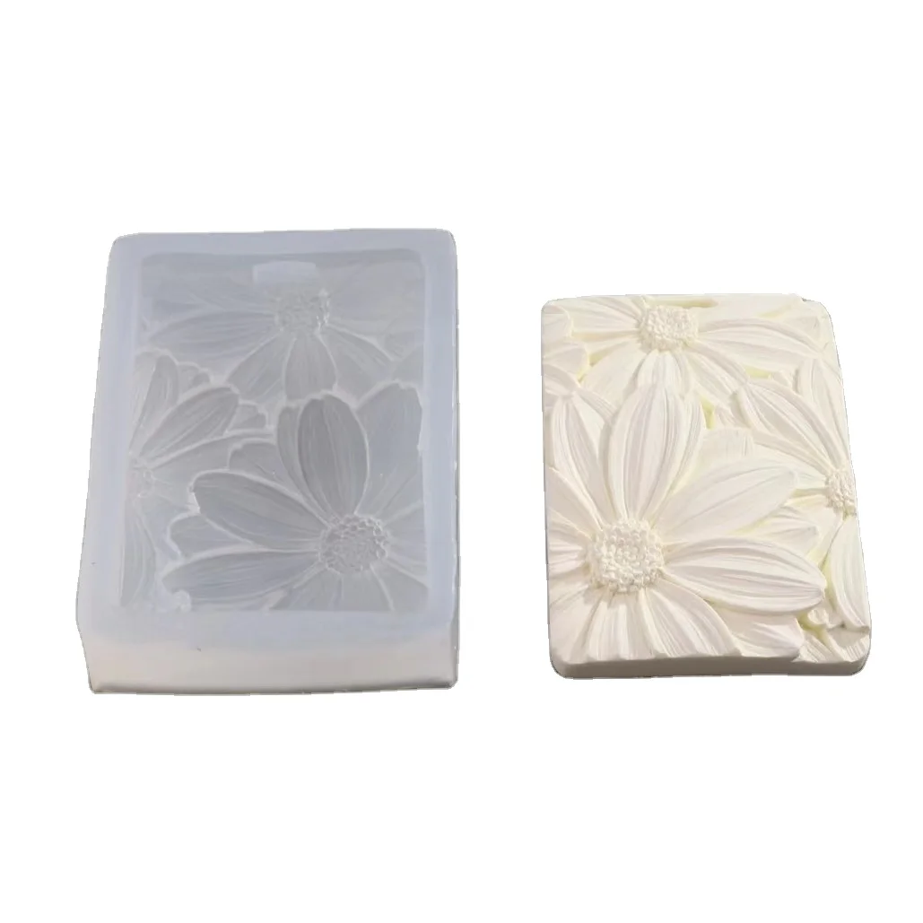 New Daisy Embossed Handmade Soap Mold Expanding Fragrance Gypsum Listing Mold Handmade Aroma Wax Sheet Ginkgo Leaf Silicone Mold