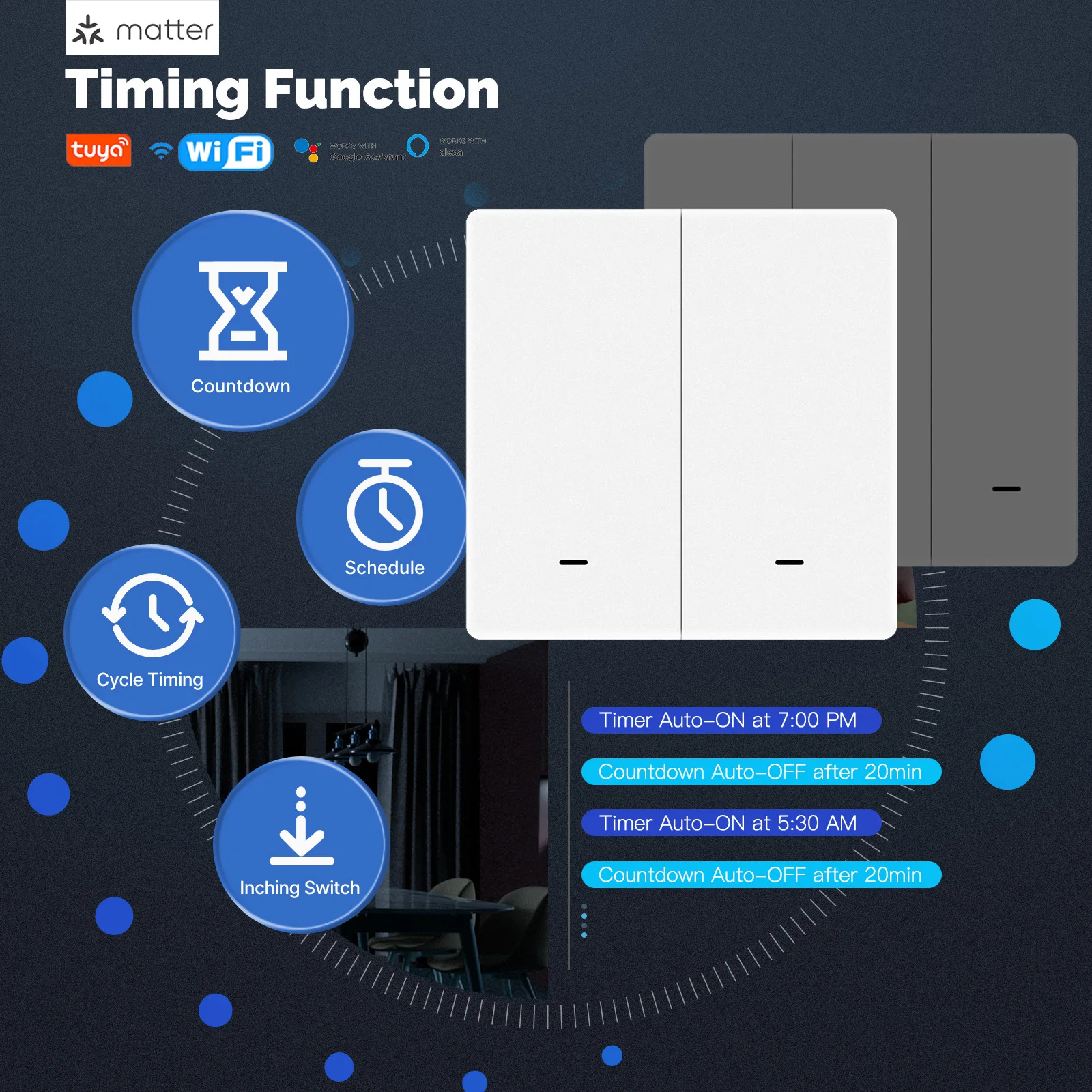 Matter Smart Switch Hot Selling Products 2025 New Tuya Smart Switch Wifi Remote Control Switches Wall Panel Smart Home Products