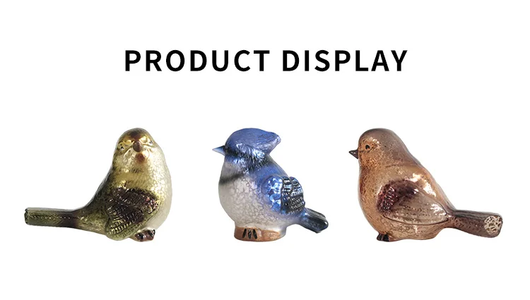 Custom small colored decorative mercury hand painting blown glass animal bird figurines Easter ornaments for sale details