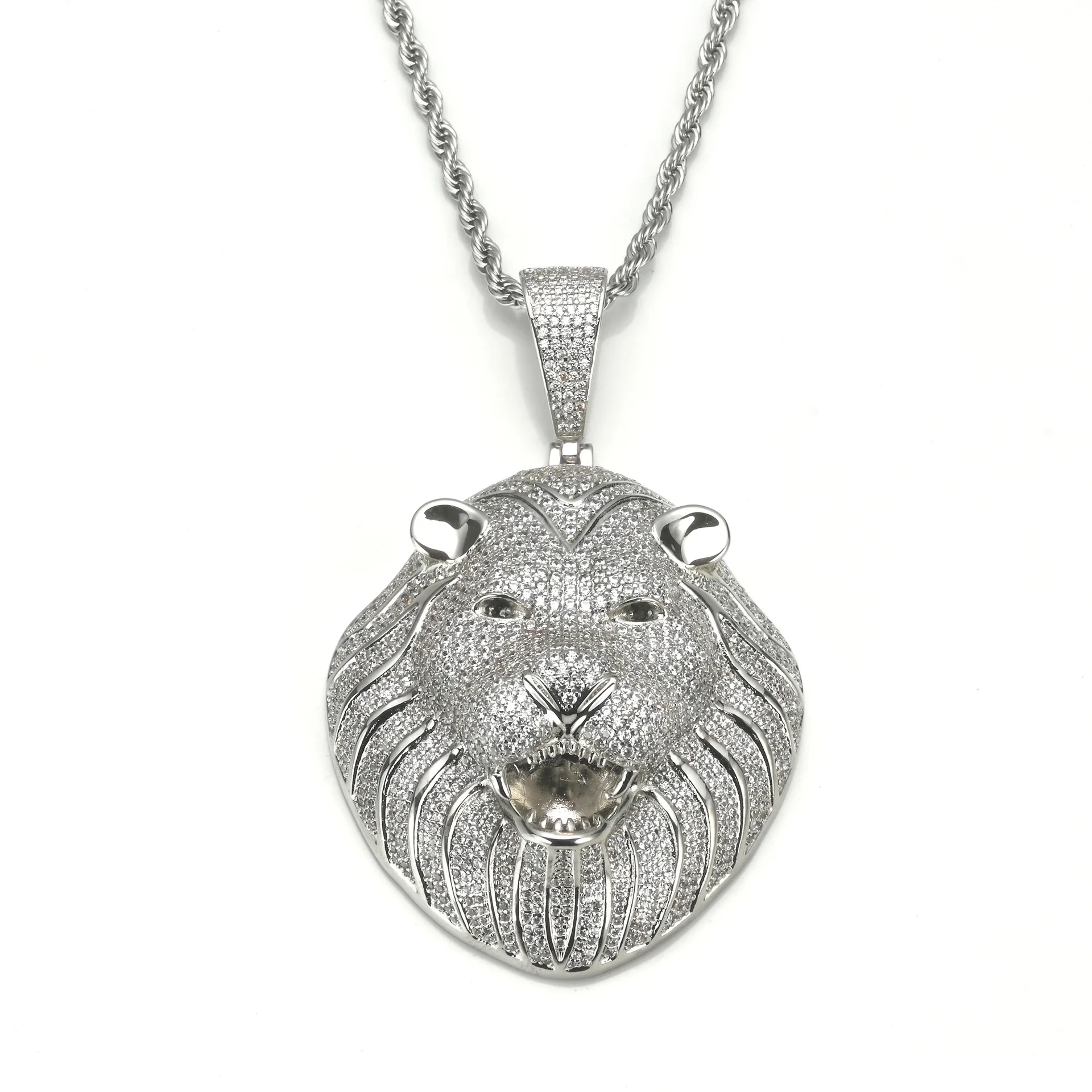 Pass test Custom Vvs Moissanite Hip Hop Pendant lion Head Pendant 925 Sterling Silver Pendant Jewelry