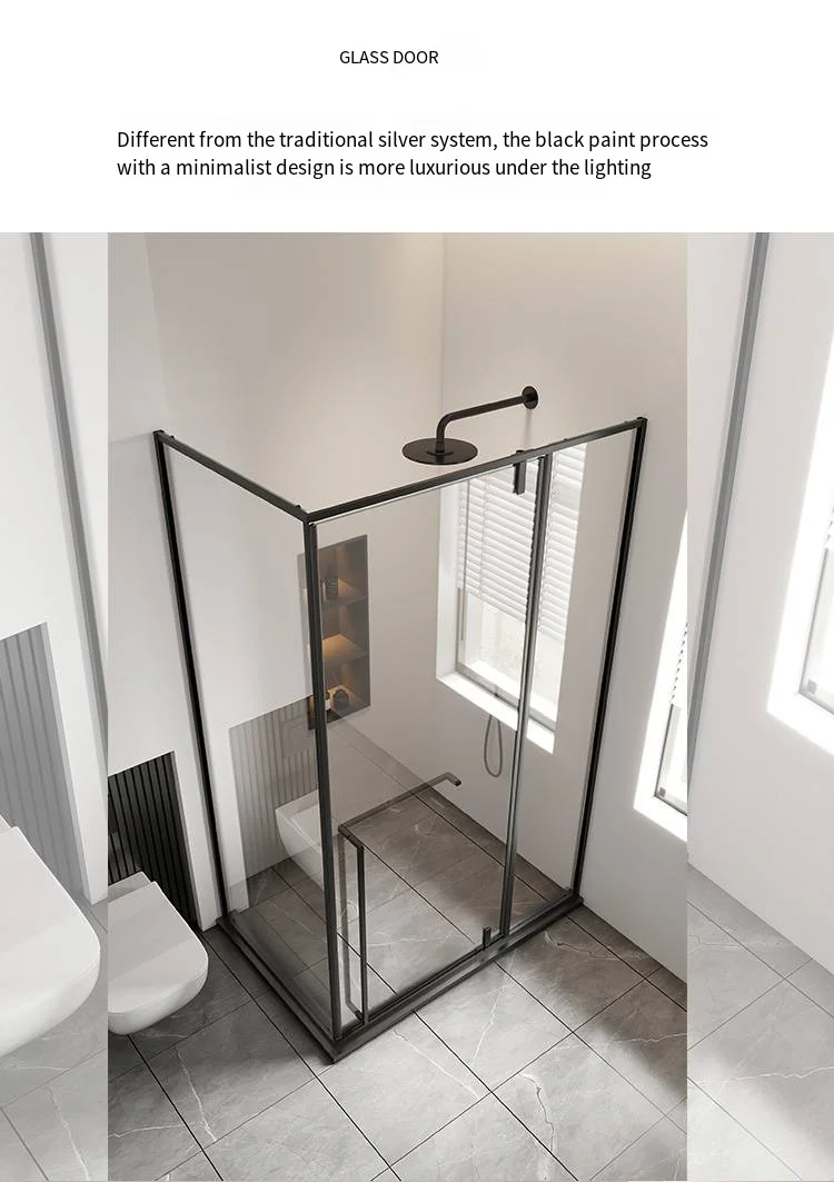 Sliding Door Bathroom Glass Partition One-Line Semi-Partition for Dry ...