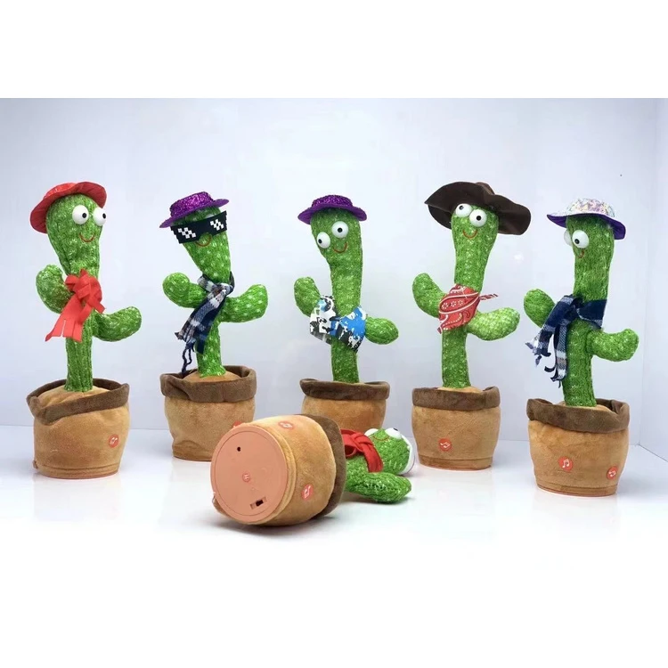 2021 Store Hot Selling Popular Cactus Speaker Toy Dancing Toy BT Wireless  Music Song Record Cactus Toy