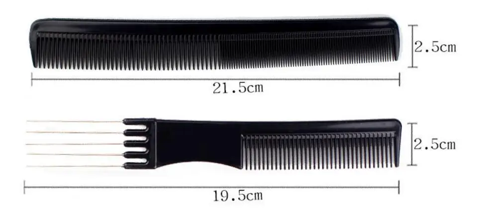 Индивидуальные 10 шт. гребень Парикмахерская для укладки волос черный пластик вшей detangling крысиный хвост пробор расчески набор