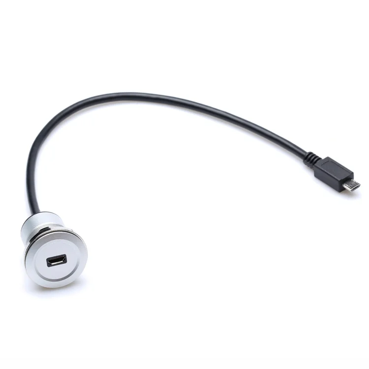 Round Panel Mount Cable 22mm Mounting Diameter Micro USB Cable