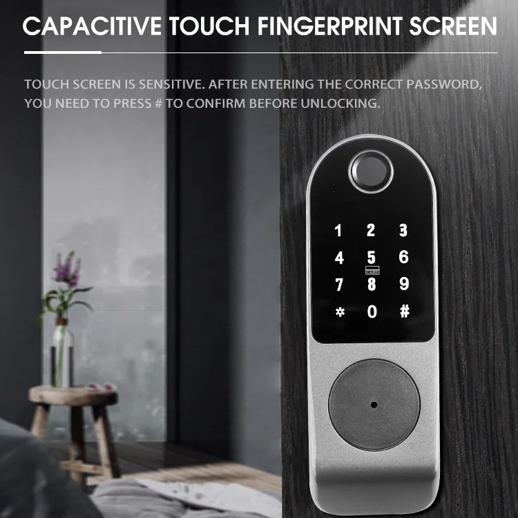 High Security Digital Smart Rim Lock Tuya TT Wifi Keyless Smart Door Lock Gate Deadbolt Smart Lock