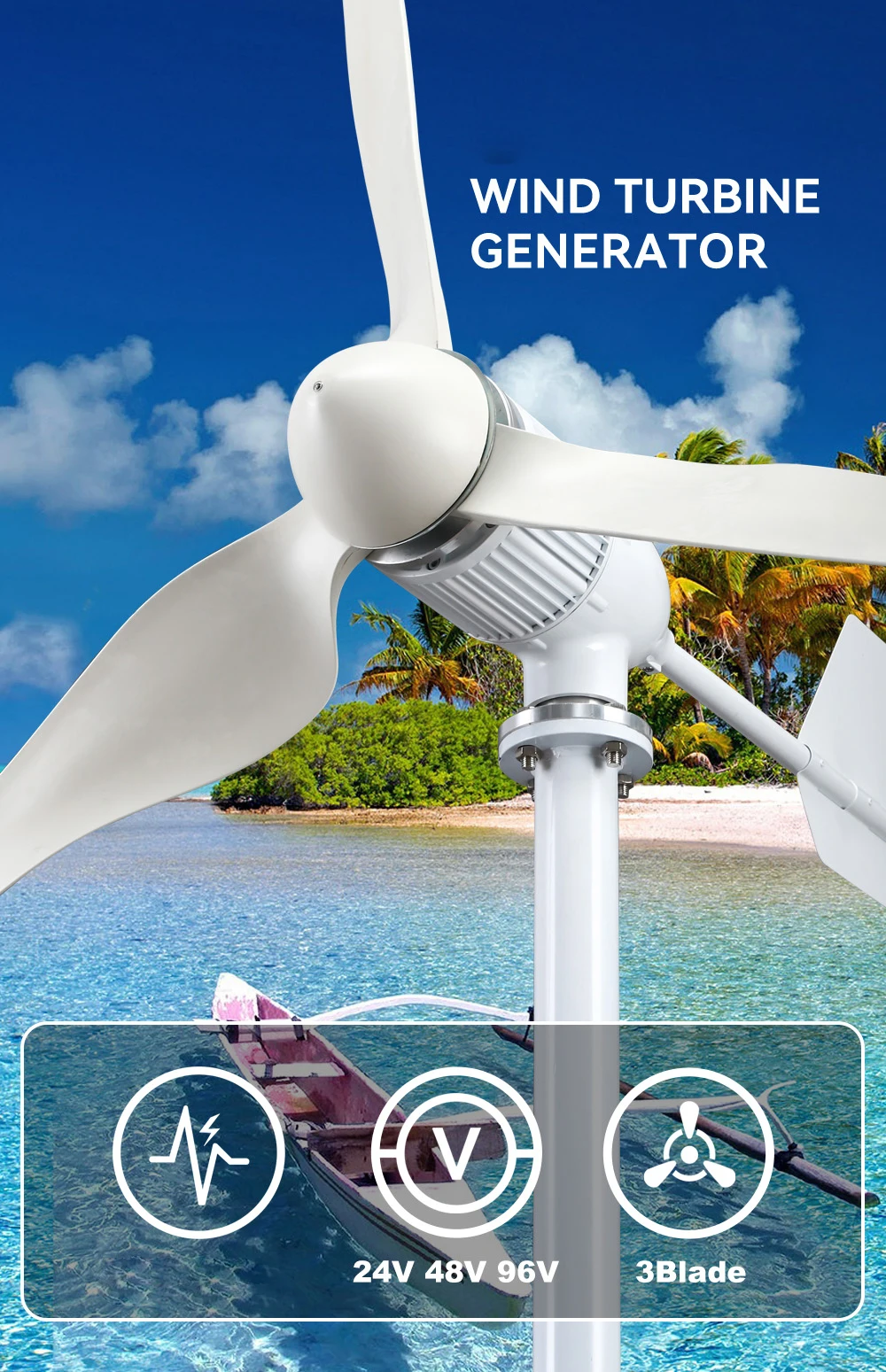 3000w 4000w 5000w Free Energy Big Windmill Horizontal Wind Turbine ...