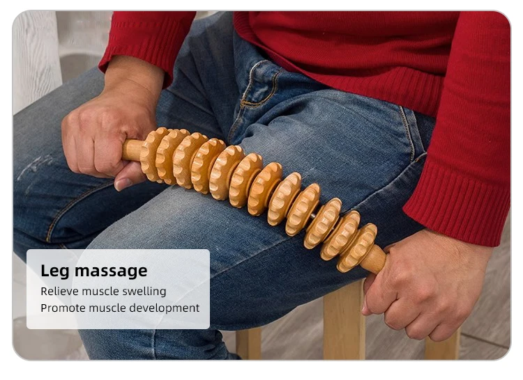 Wholesale Beech Wood Twelve Wheel Body Wooden Massage Roller Yoga Wood Massage Stick Buy