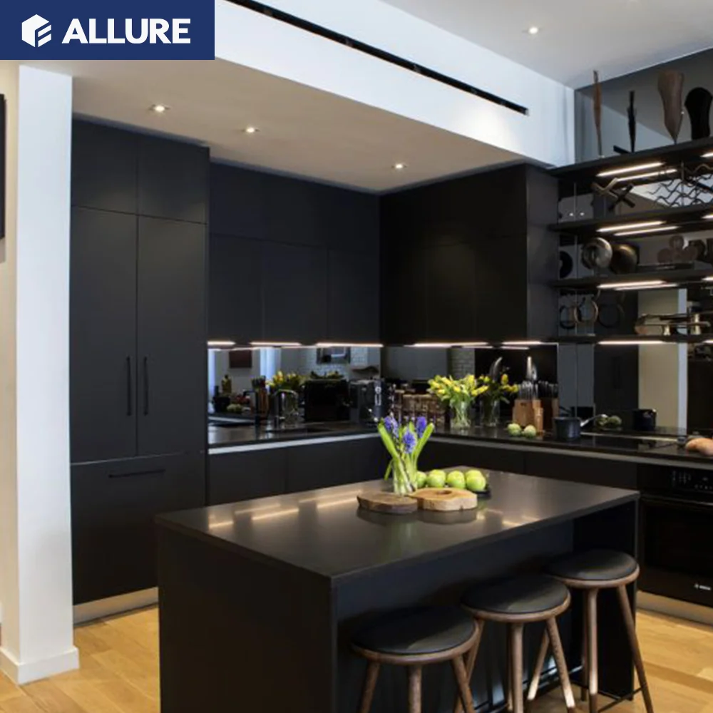 Allure Modern Designs of Built in Kitchen Hanging Cabinets Customized Durable White Lacquer Cabinet Kitchen Units Set Furniture