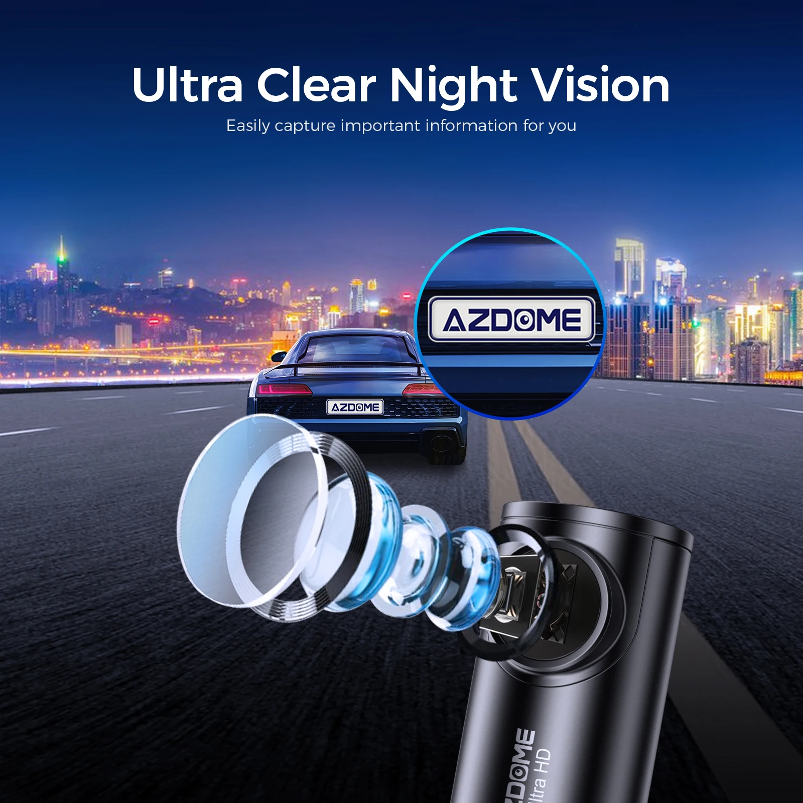 AZDOME M300S 4K Dash Cam Built in WiFi GPS Car Dashboard Camera Recorder  150 Wide Angle WDR Night Dashcam Camera Car Black Box