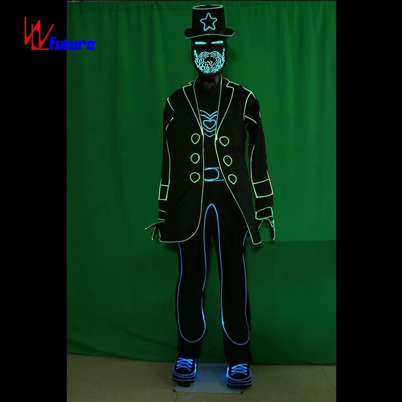 Future LED Tron Dance Fiber Optice Clothing Wireless Controlled Light Balance Costumes for Dancing