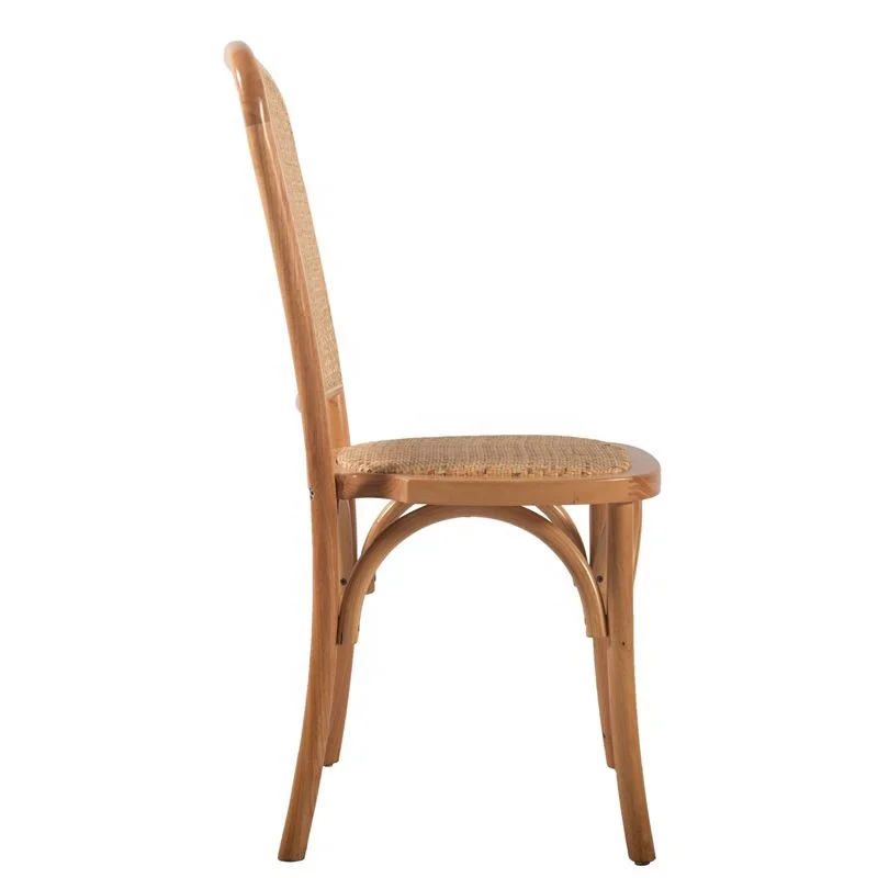 Cheap Stackable Wood Rattan Chair Monoblock Style Dining Chair With Rattan Seat