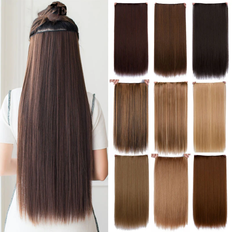 Hot Sale Long Straight Clip In Synthetic Hair Extensions Black Brown High  Temperuture Pink Blue Red Hair Piece Hair Extension - Buy Long Straight  Clip In Synthetic Hair Extensions,Black Brown High Tempreture