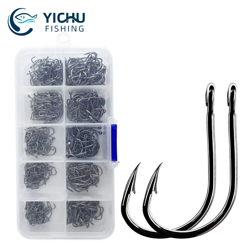 500 Pcs Fishing Hooks Set Box High Carbon Steel Circle Fish Hooks With ...