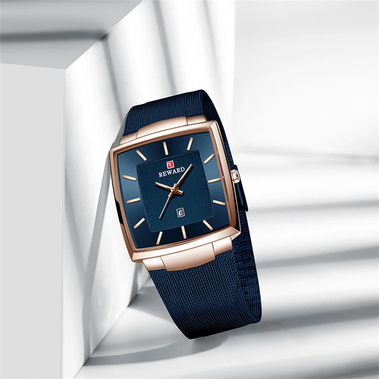 For Men REWARD 62009 Special Male Quartz Watch Activity Mesh Band Waterproof Auto Date Simple Business Watch Kit