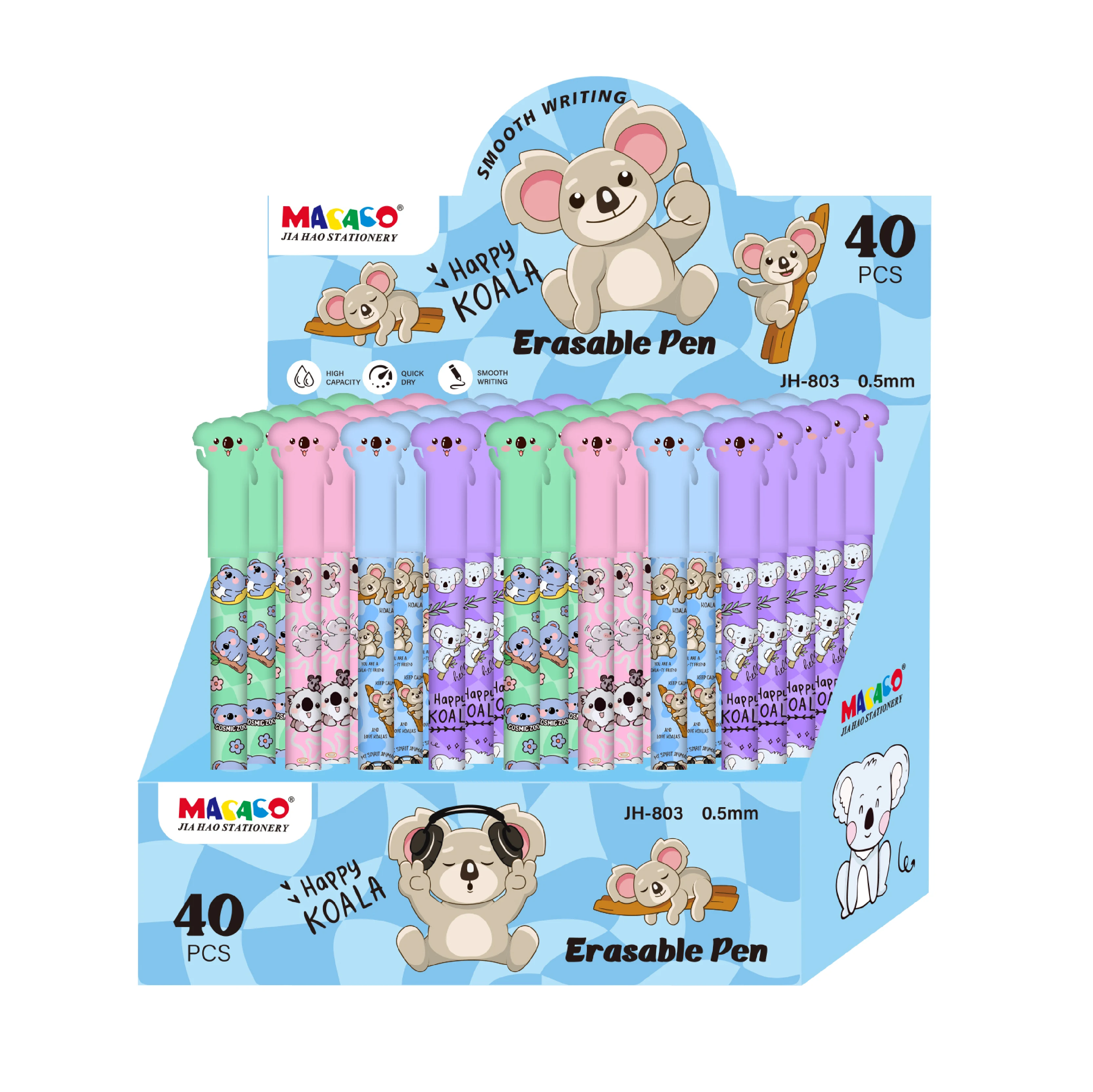 Adorable Koala Erasable Blue 0.5mm Plastic Gel Pen With Smooth Writing High-quality Pens For Daily Use_voghion.com