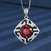 Red corundum pendant with box chain