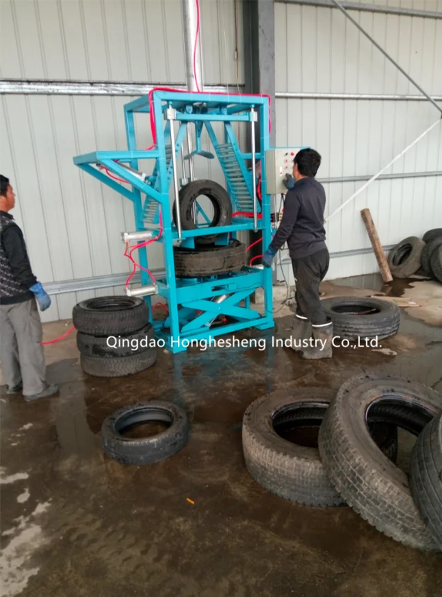waste truck tire packing machine for Rubber Brick Making Plant