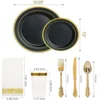 Tasse moyenne 10oz à base noire et bordure dorée, couteau/fourchette/cuillère n°12