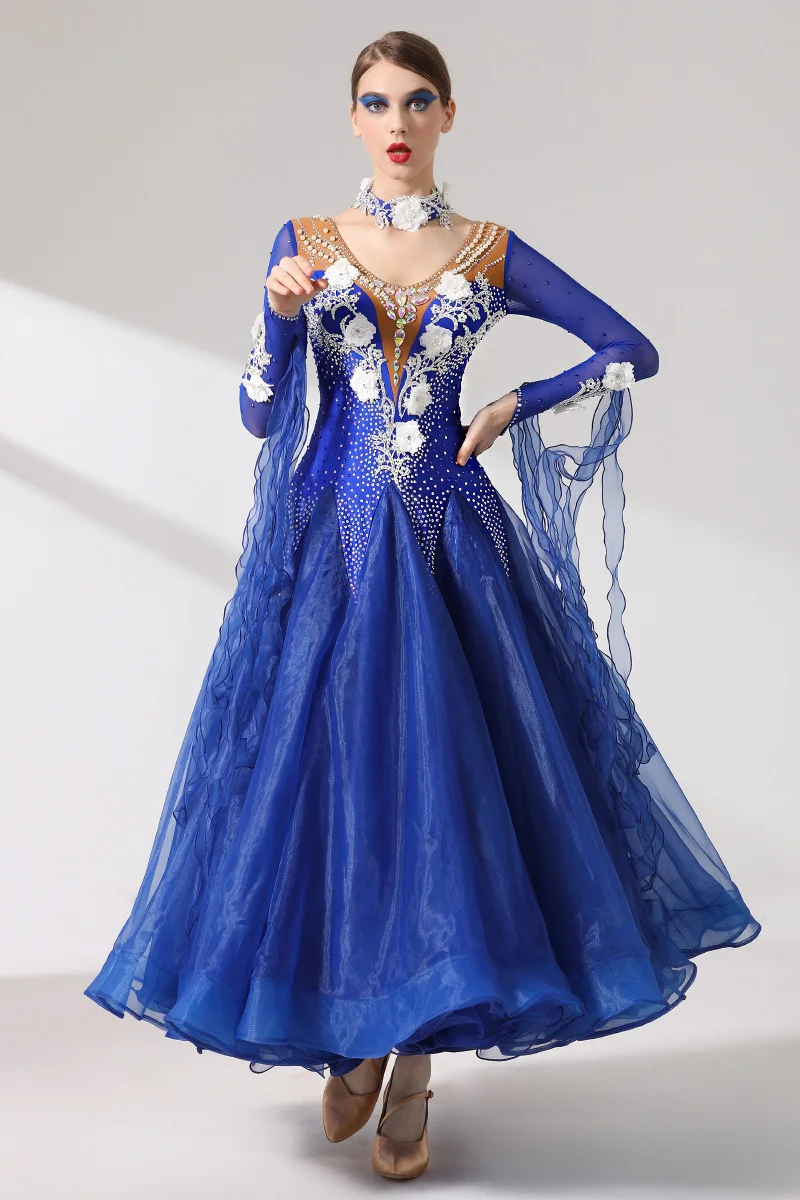 Exquisite Women's Competition Ballroom Dance Dress - Blue