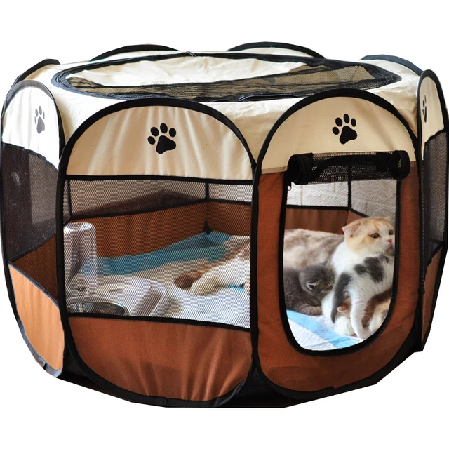 Portable Folding Pet Tent Dog House Octagonal Cage For Cat Tent Playpen Puppy Kennel Easy Operation Fence Outdoor Big Dogs House