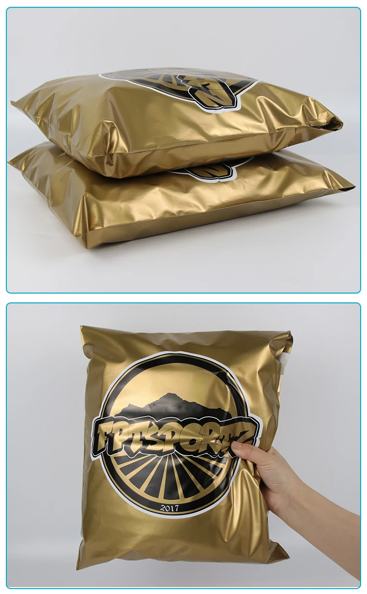 Custom Printed Logo Self Sealing Gold Poly Mailer Clothing Packaging