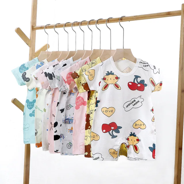 2024 baby jumpsuit baby cotton short sleeves newborn climbing jumpsuit wholesale printing baby items