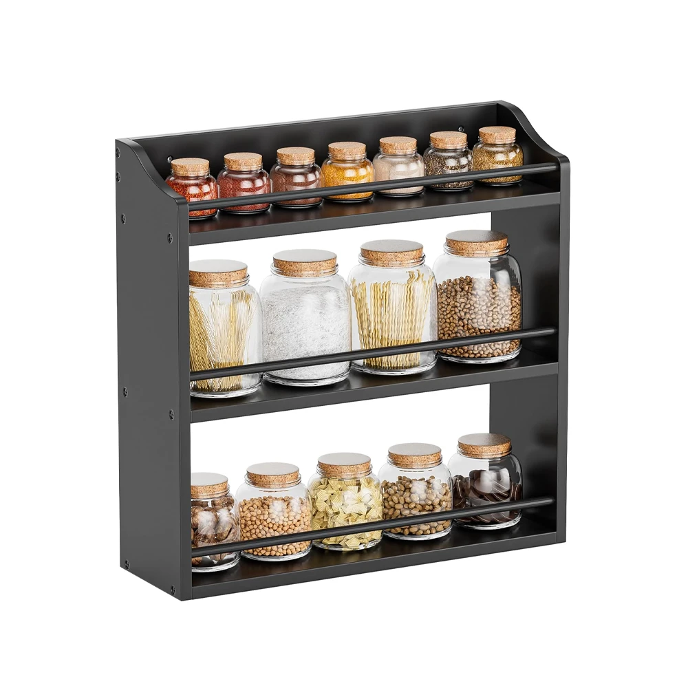 product wall mounted bamboo spice rack for countertop seasoning jars organizer shelf kitchen storage holder-6