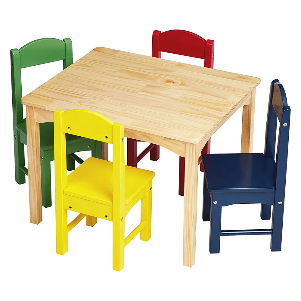 Kids Tables And Chair Wooden Study Table Set 4 Chairs Activity Table Desk For Children Buy Study Table