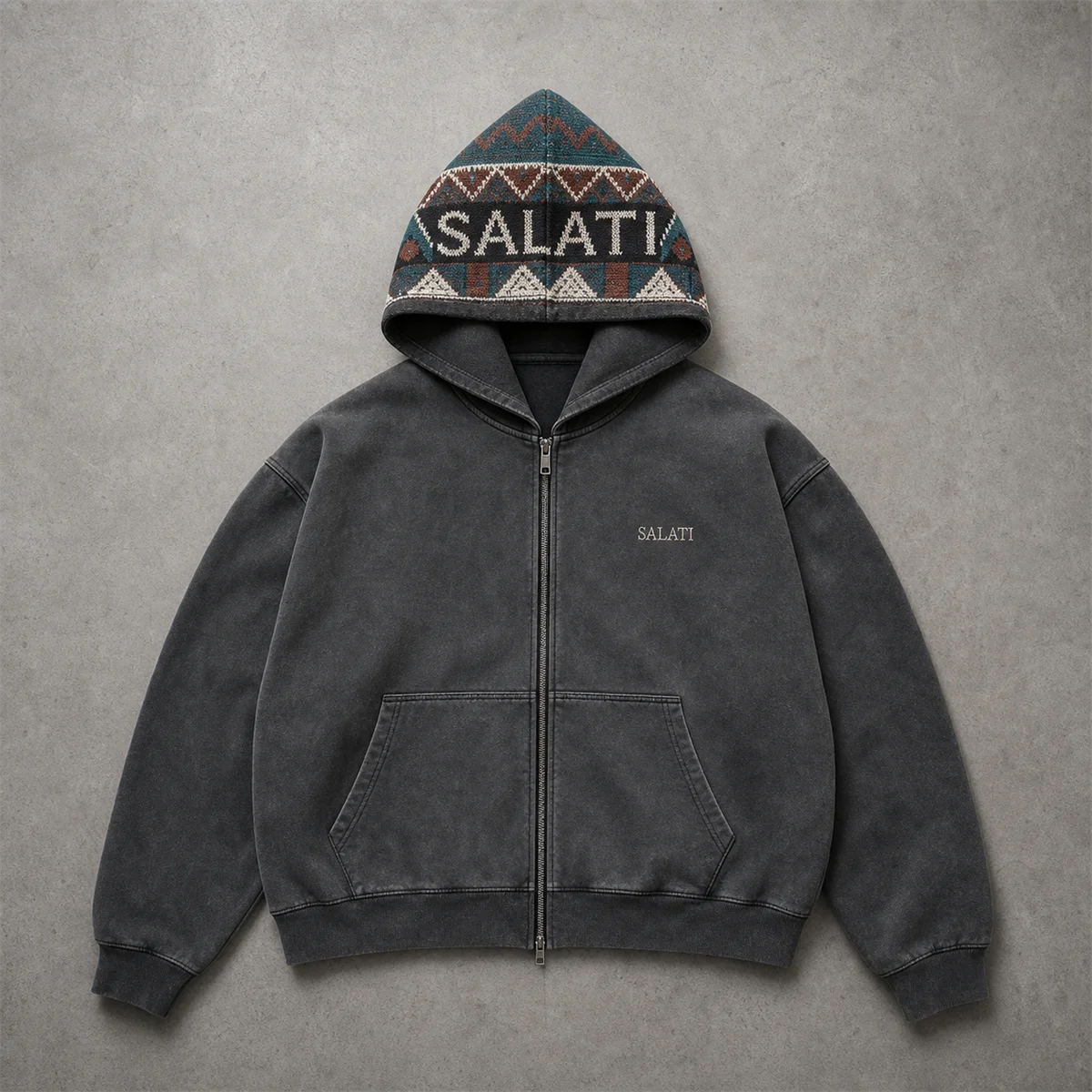 Custom Men's Hoodie & Sweatshirt Men Zip up Heavyweight Cotton Polyester Acid Wash Puff Printing Trendy Unlined Designer Hoodie gallery 6