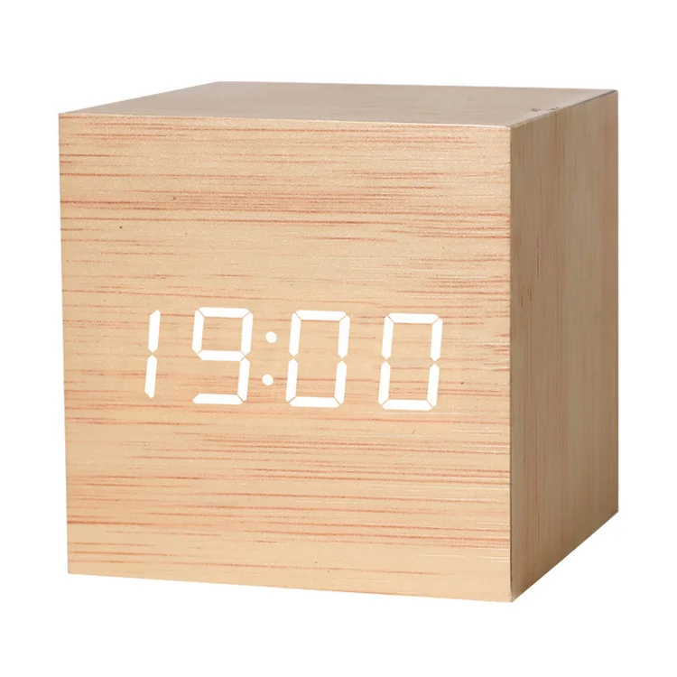 wood led table clock